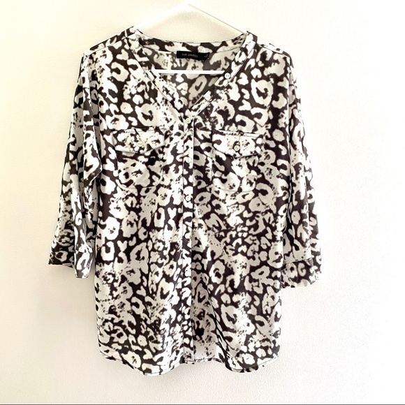 The Limited gray and white print blouse - Picture 1 of 6
